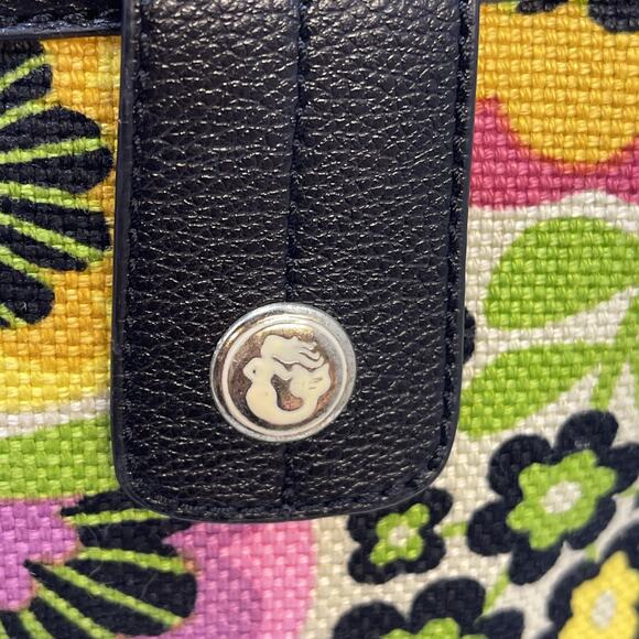 Spartina 449 Purple & Green Floral Linen/Leather Beach Bag or Weekender Tote XL - Picture 3 of 15